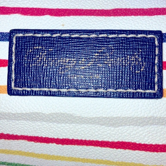 Dooney & Bourke Watercolor Stripe  navy blue and multi color tote - Picture 2 of 14